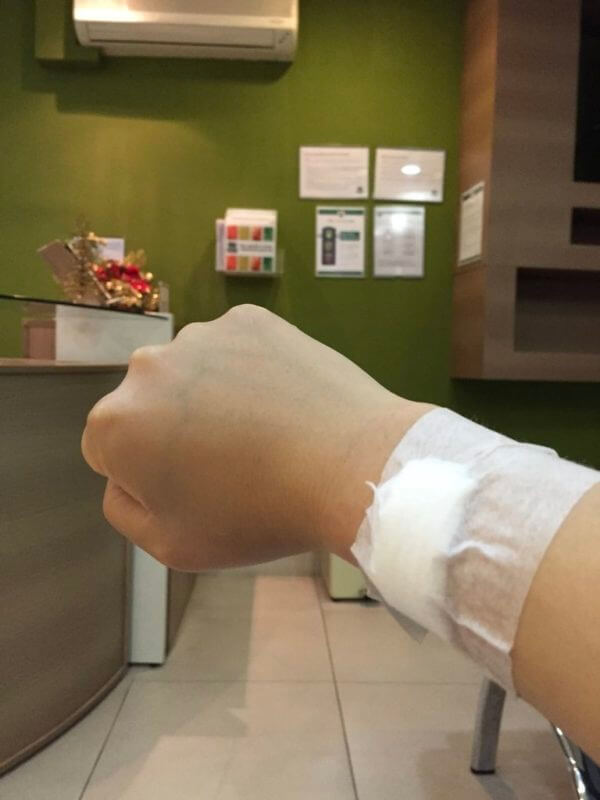 リオの病院で半日入院し、点滴を打った時の写真
