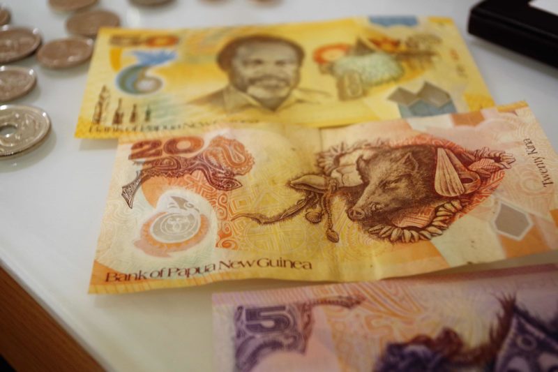 カラフルなパプアニューギニアの通貨キナ